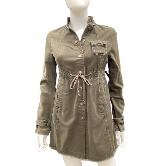 Free People Women’s Jacket Size 2 Olive Green Color Adjustable Waist Pockets - Picture 1 of 7